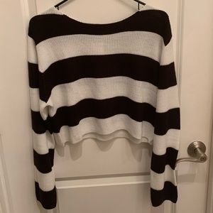 Black and white striped H&M cropped sweater